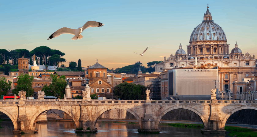 Záběr na město Řím